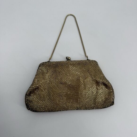 La Regale Gold Vintage Beaded Clutch Formal Evening Bag - Picture 1 of 11